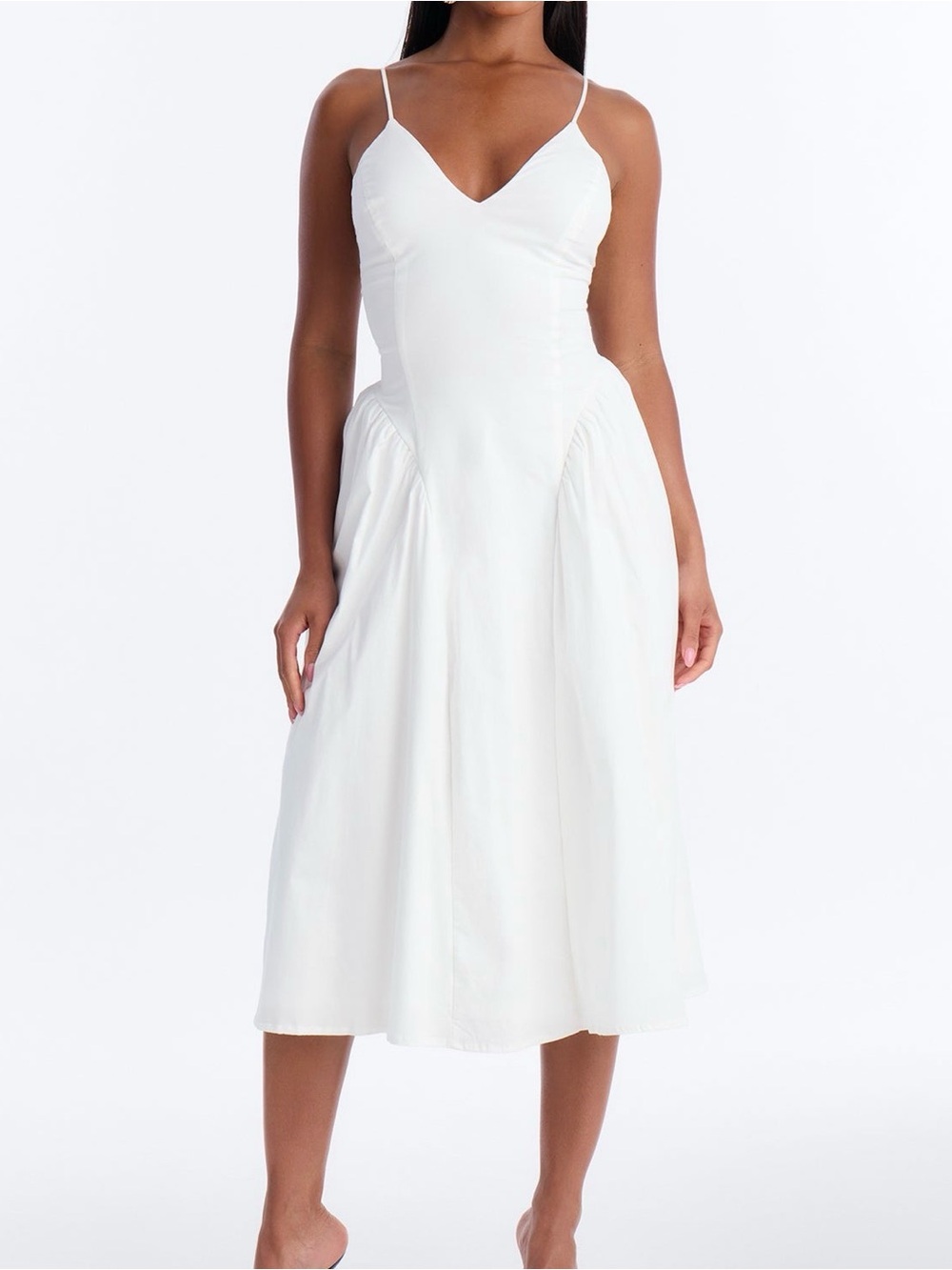 Fashion Nova Whitney Pleated Poplin Midi Dress Fits Like Size M